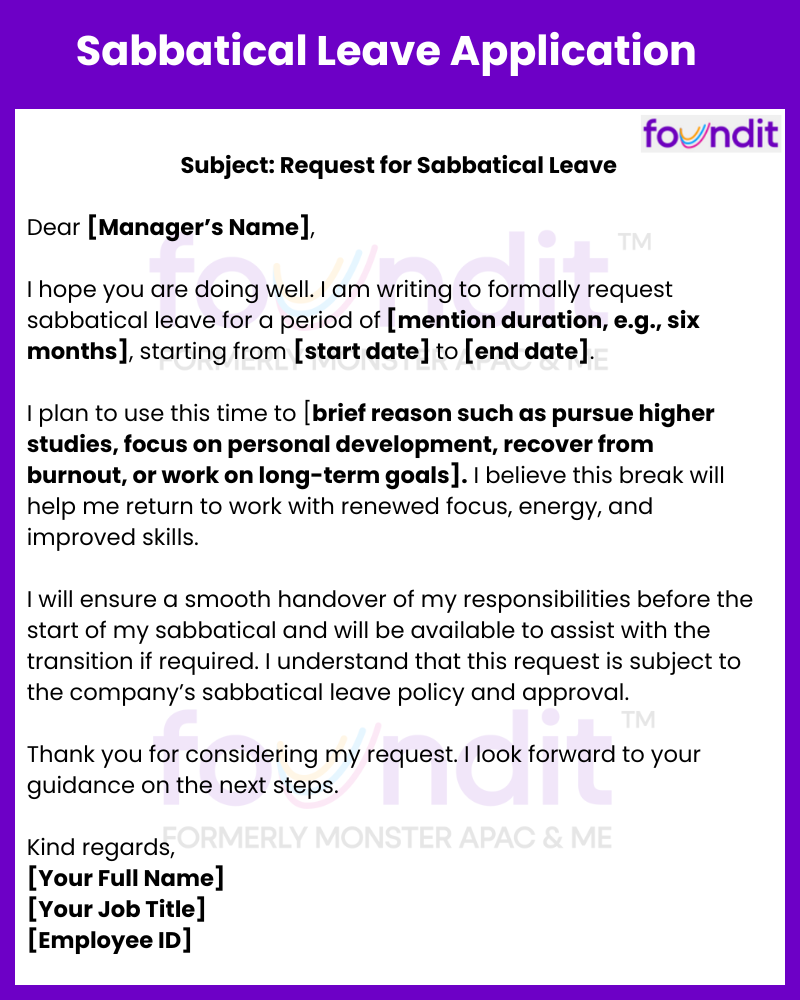 Sabbatical leave application sample