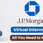 a college girl sittin gwoth alaptop in her lap and smiling ; concept of JP Morgan Virtual Internship