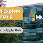 front iew of microsoft building, with a logo of microsoft